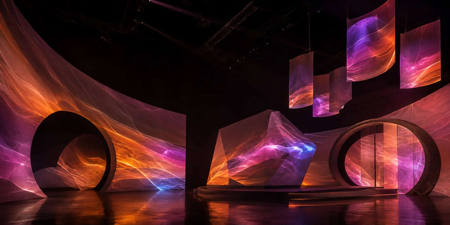 Videomapping proyectado sobre una escenografía contemporánea